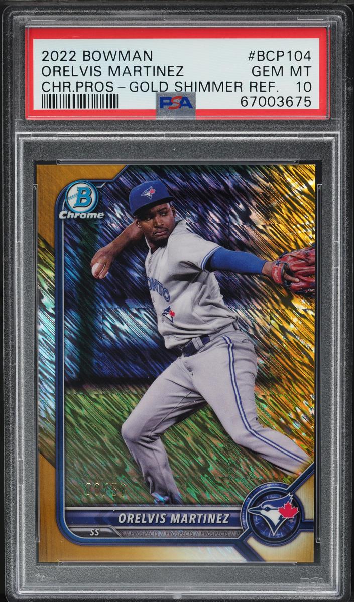2022 Bowman Chrome Prospects Baseball Gold Shimmer Orelvis Martinez #BCP-104 PSA 9