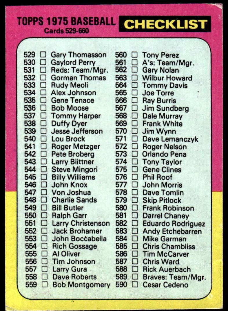 1975 Checklist 529-660 #646