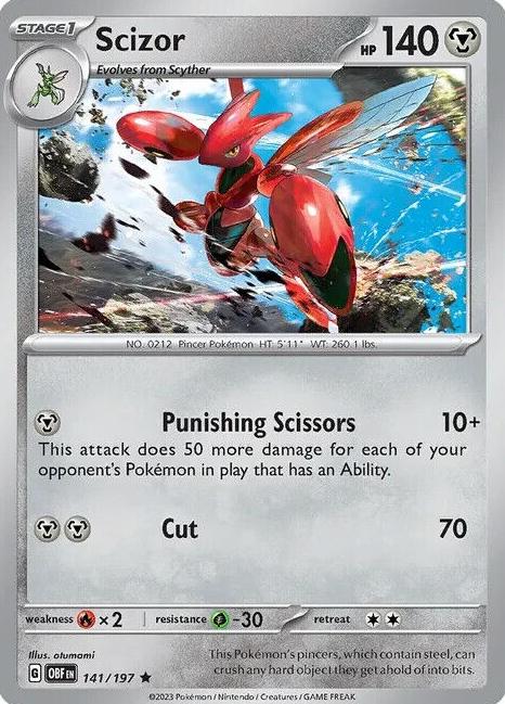 Scizor Holo 2023 Pokemon Scarlet & Violet Obsidian Flames