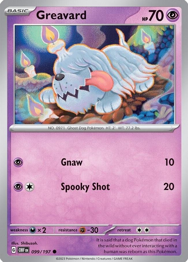 Greavard 2023 Pokemon Scarlet & Violet Obsidian Flames