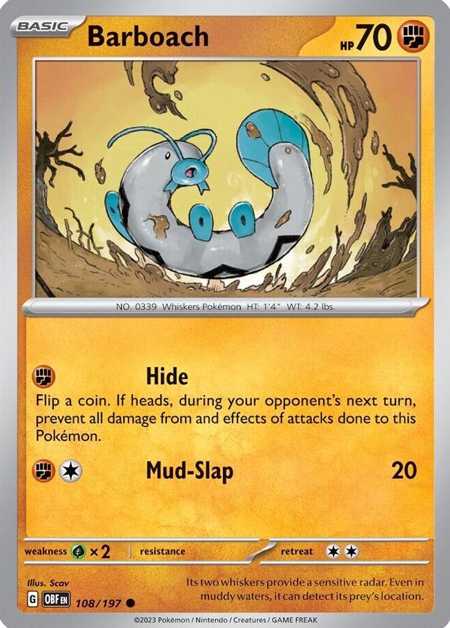 Barboach 2023 Pokemon Scarlet & Violet Obsidian Flames