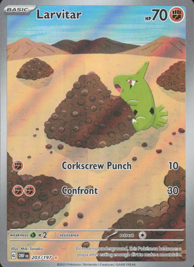 2023 Pokemon Obsidian Flames Illustration Rare #203 Larvitar front