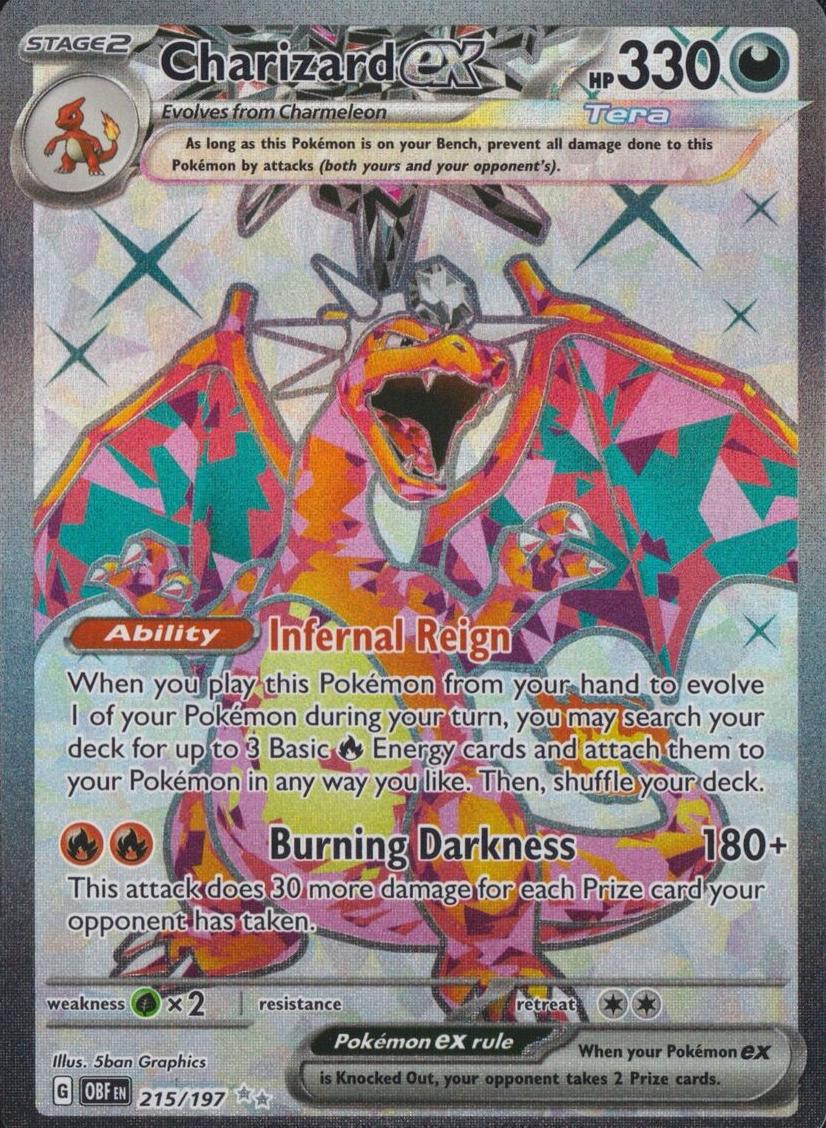 2023 Pokemon Obsidian Flames ULTRA RARE #215 Charizard front