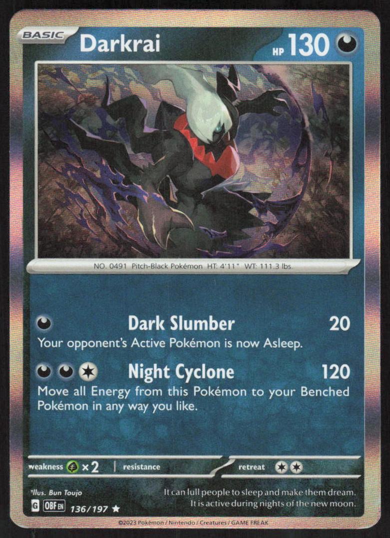 Darkrai Holo 2023 Pokemon Scarlet & Violet Obsidian Flames
