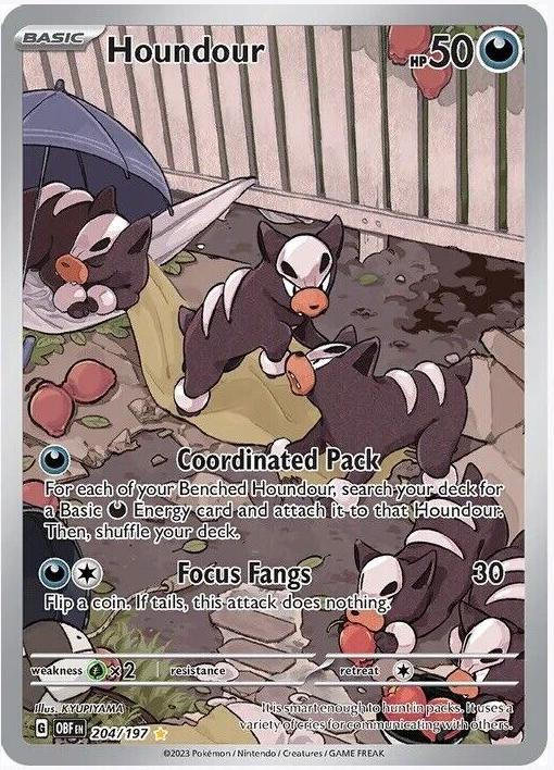2023 Pokemon Obsidian Flames Illustration Rare #204 Houndour front