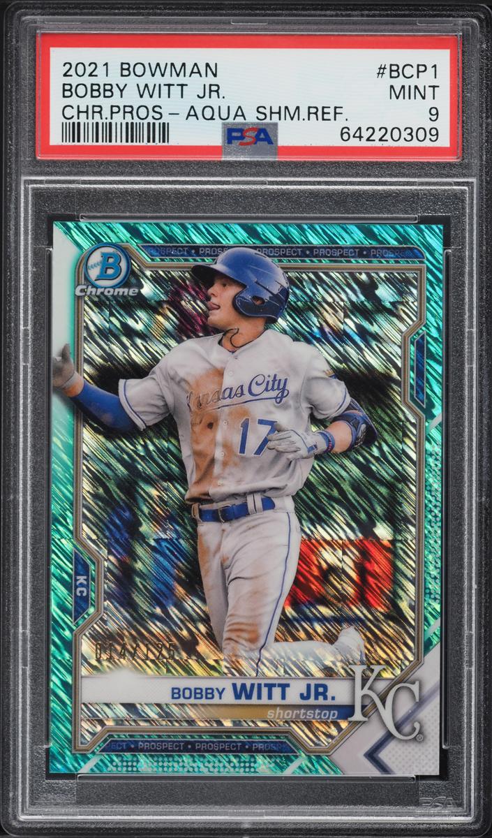 2021 Bowman Chrome Prospects Baseball Aqua Shimmer Bobby Witt Jr. #BCP-1 PSA 9