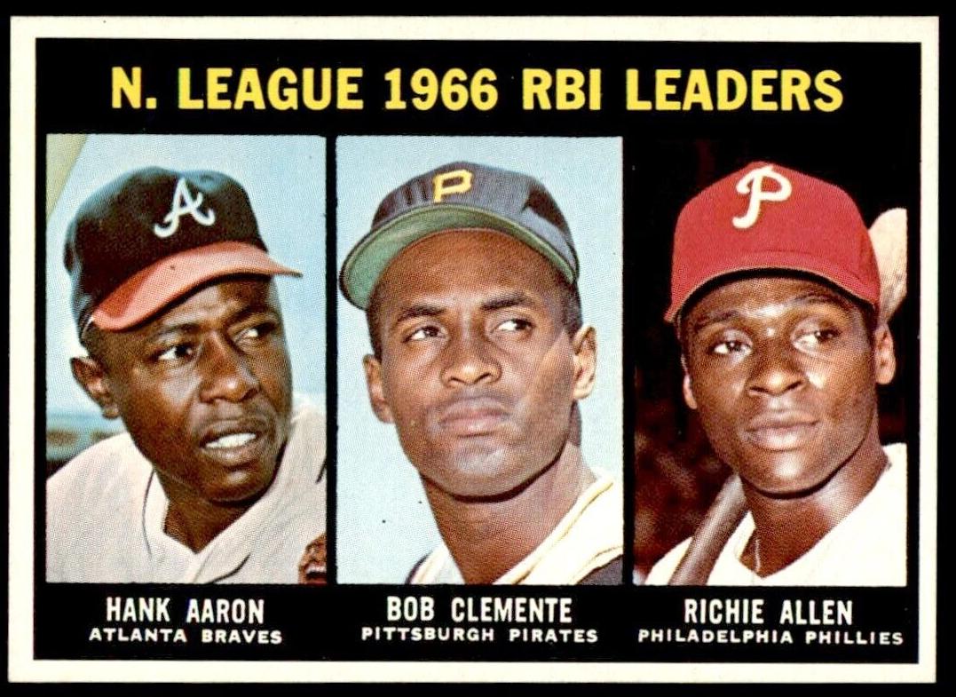 1967 NL RBI Leaders with Hank Aaron and Roberto Clemente #242