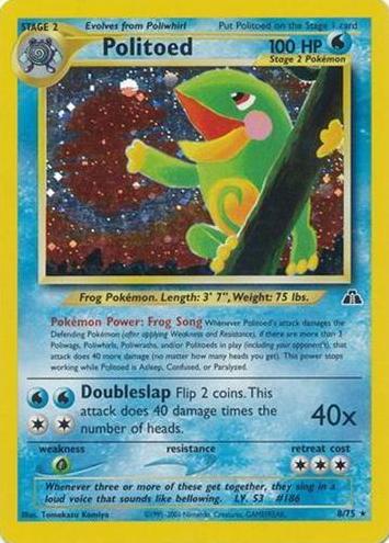 2001 Pokemon Neo Discovery Holo #8 Politoed front