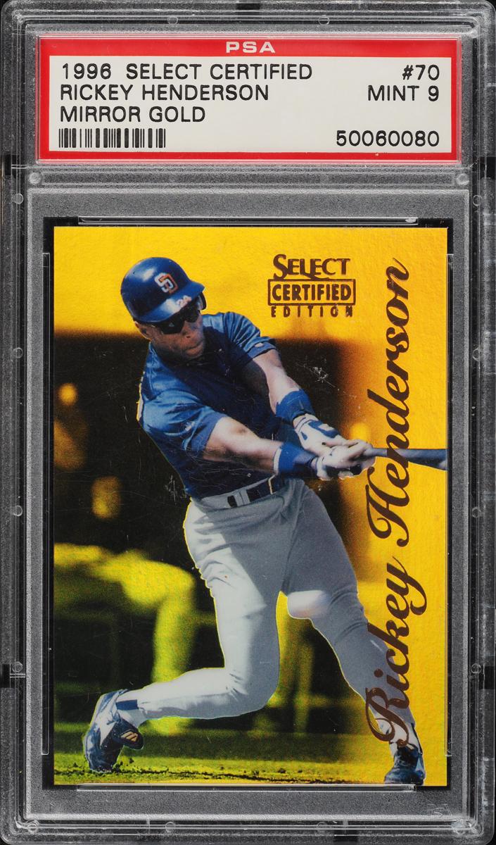 1996 Select Certified Baseball Mirror Gold Rickey Henderson #70 PSA 9