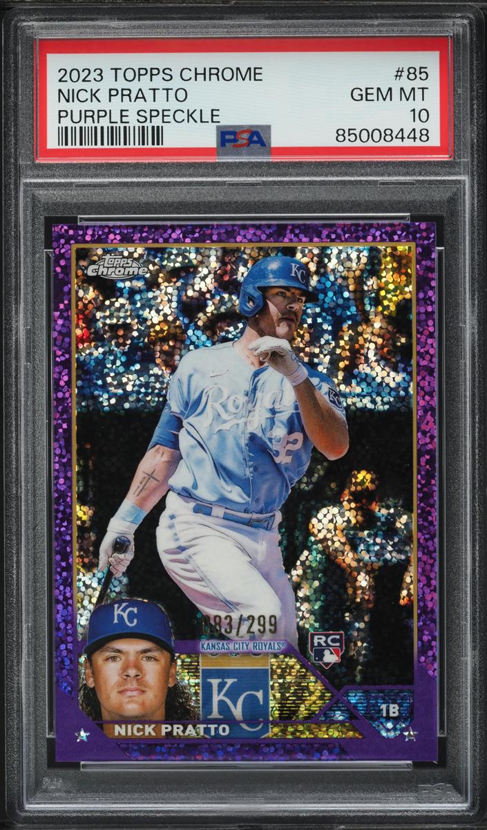 2023 Topps Chrome Baseball Purple Speckle Nick Pratto #85 PSA 10