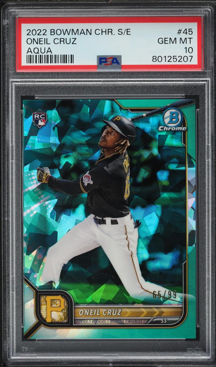 2022 Bowman Chrome Sapphire Baseball Aqua Oneil Cruz #45 PSA 9