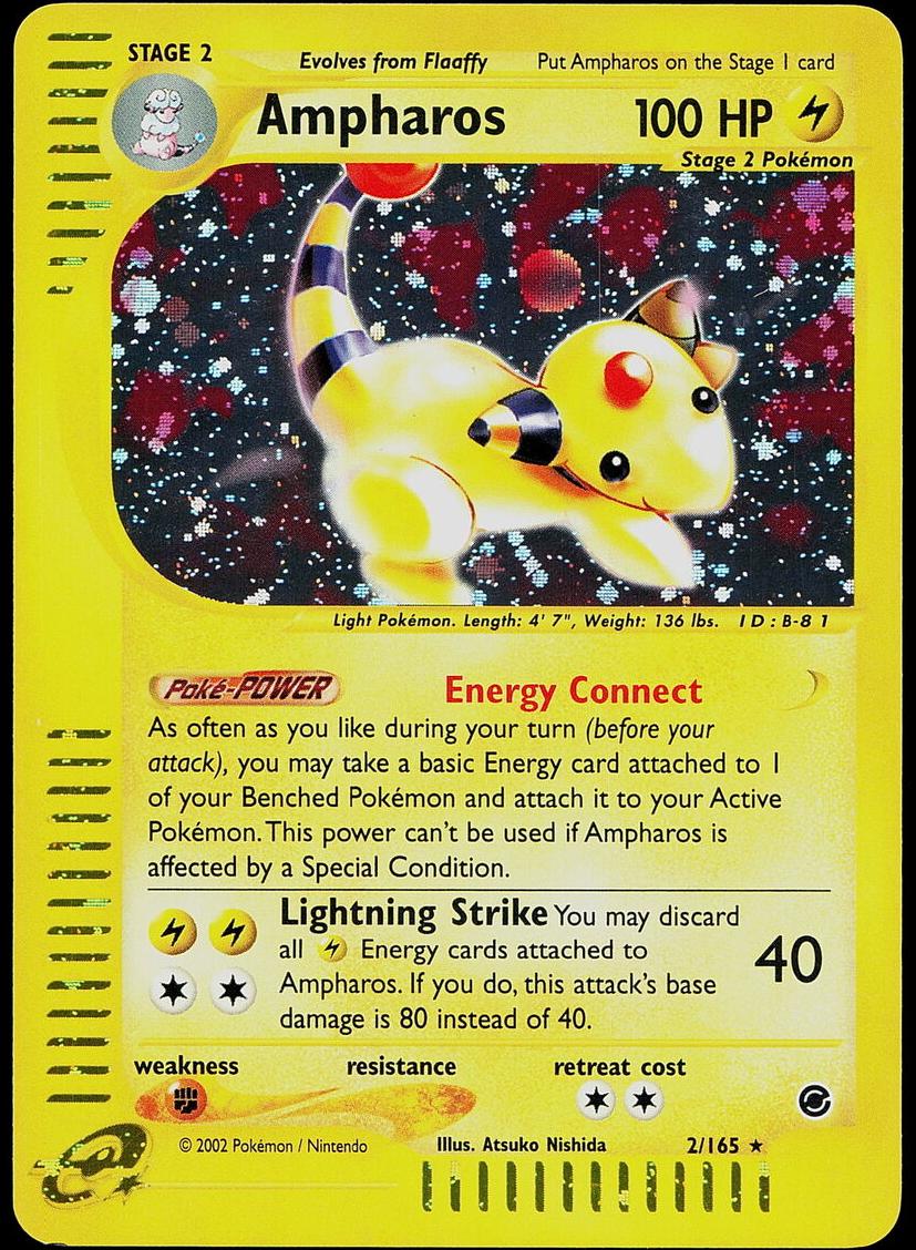 2002 Pokemon Expedition Base Set Holo #2 Ampharos-Holo front