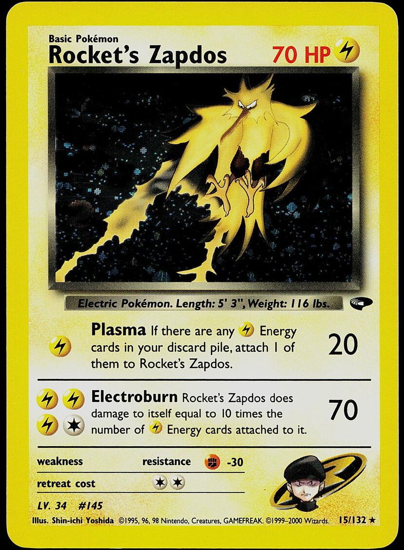 2000 Pokemon Gym Challenge HOLO-1ST EDITION #15 Rocket's Zapdos front