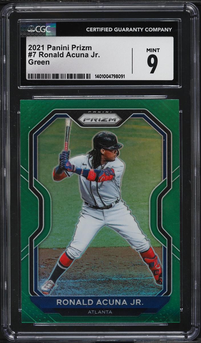2021 Panini Prizm Baseball Green Prizm Ronald Acuna Jr. #7 CGC 9