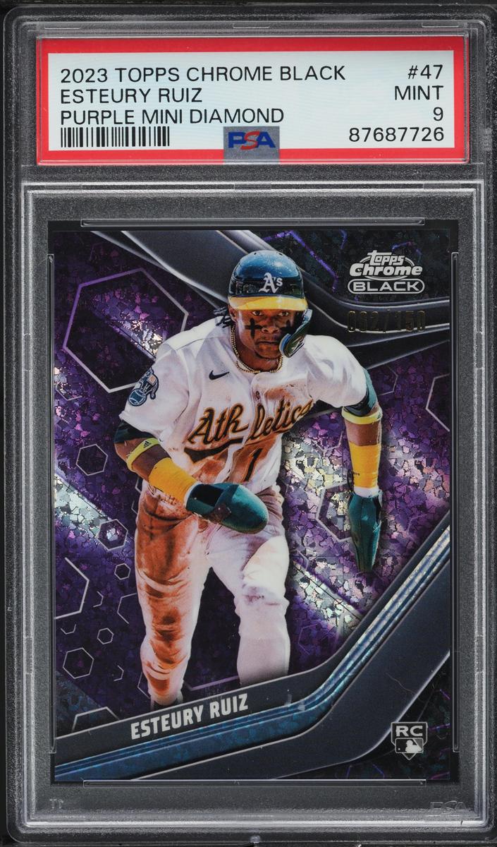 2023 Topps Chrome Black Baseball Purple Mini-Diamond Esteury Ruiz #47