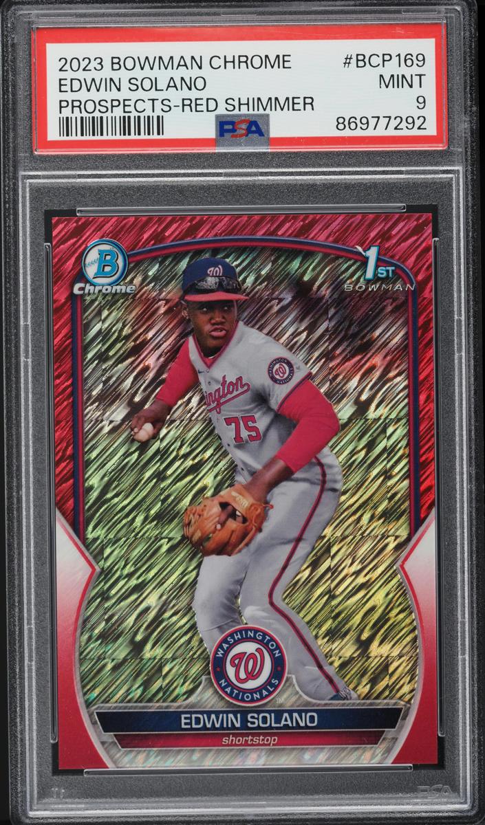 2023 Bowman Chrome Prospects Baseball Red Shimmer Edwin Solano #BCP-169 PSA 9