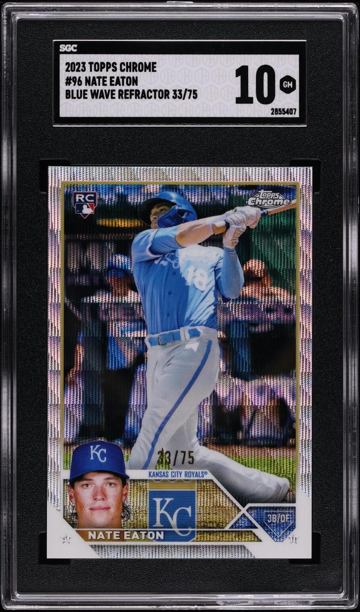 2023 Topps Chrome Baseball Blue Wave Nate Eaton #96 SGC 9.5