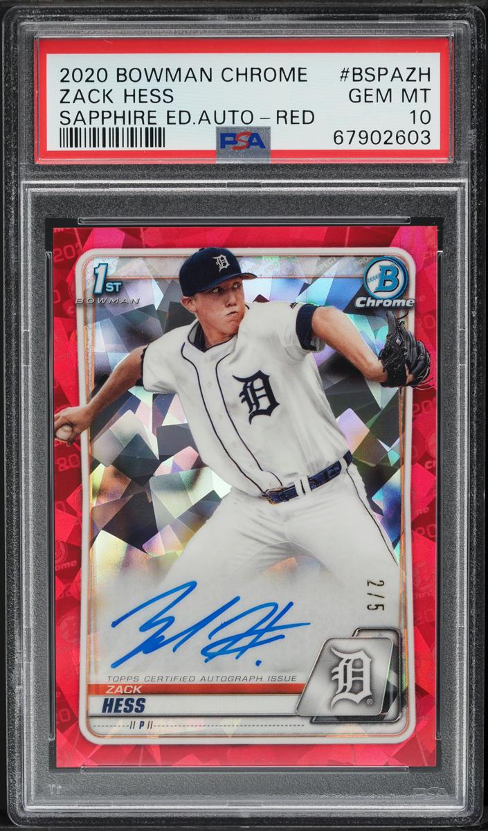 2020 Bowman Chrome Prospects Sapphire Baseball Red Zack Hess #BSPA-ZH PSA 9