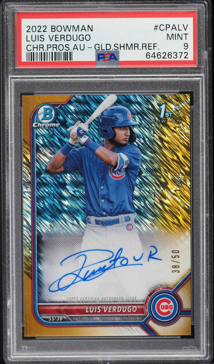 2022 Bowman Chrome Prospects Baseball Gold Shimmer Luis Verdugo #58 PSA 8.5