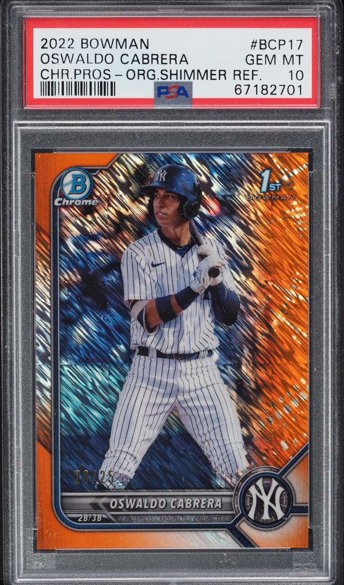 2022 Bowman Chrome Prospects Baseball Orange Shimmer Oswaldo Cabrera #BCP-17