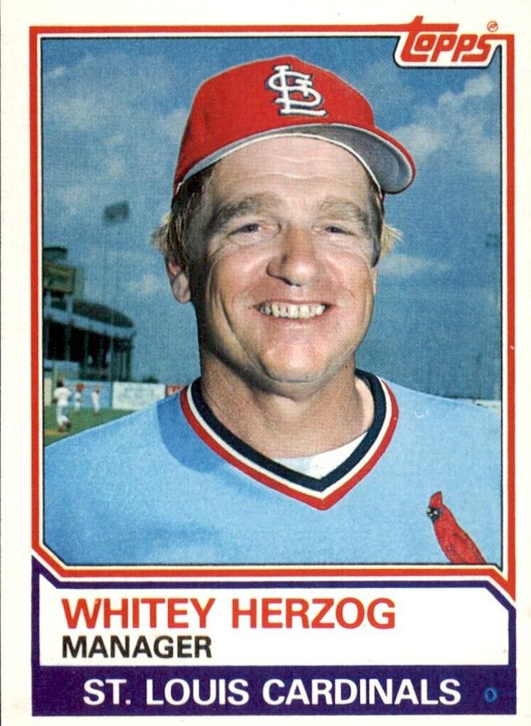 1983 Topps Whitey Herzog #186 card