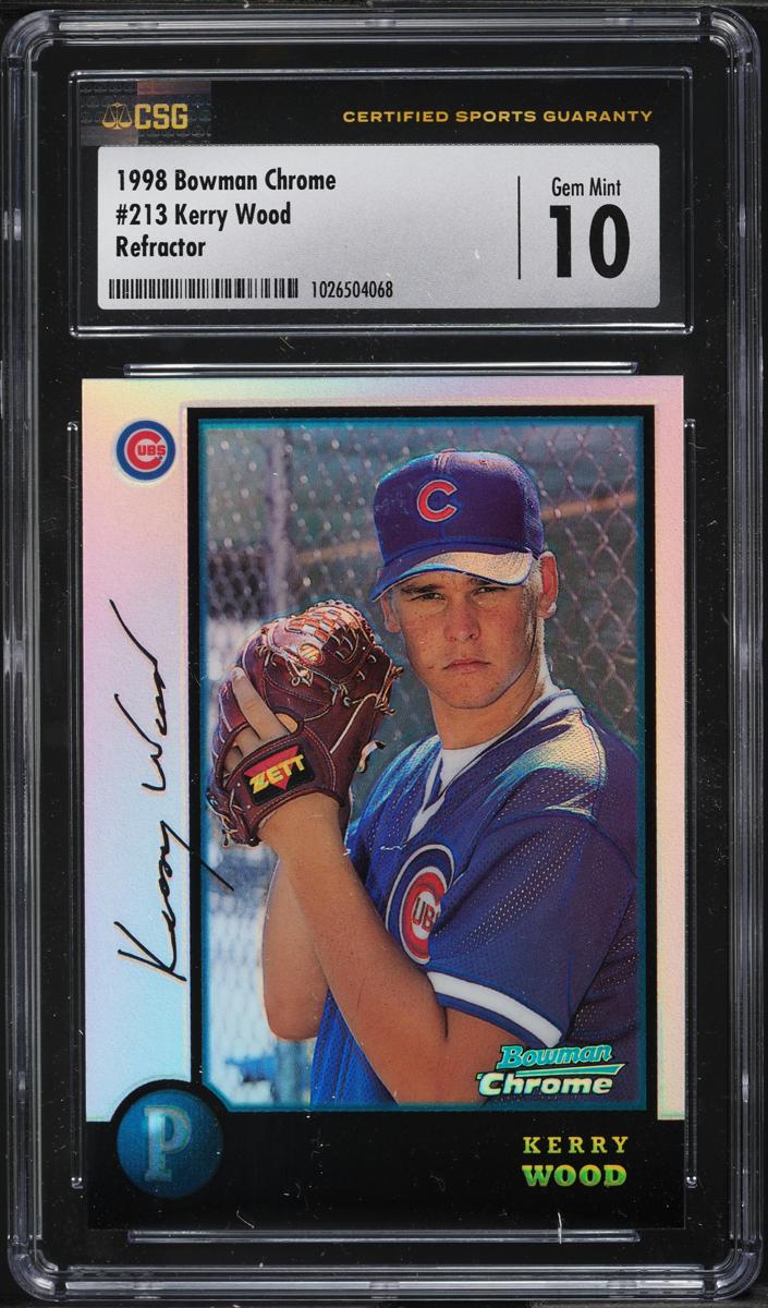 1998 Bowman Chrome Baseball Refractor Kerry Wood #213 PSA 9