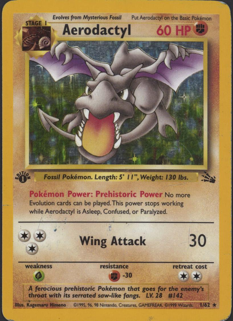 1999 Pokemon Fossil 1 Stedition Holo #1 Aerodactyl front