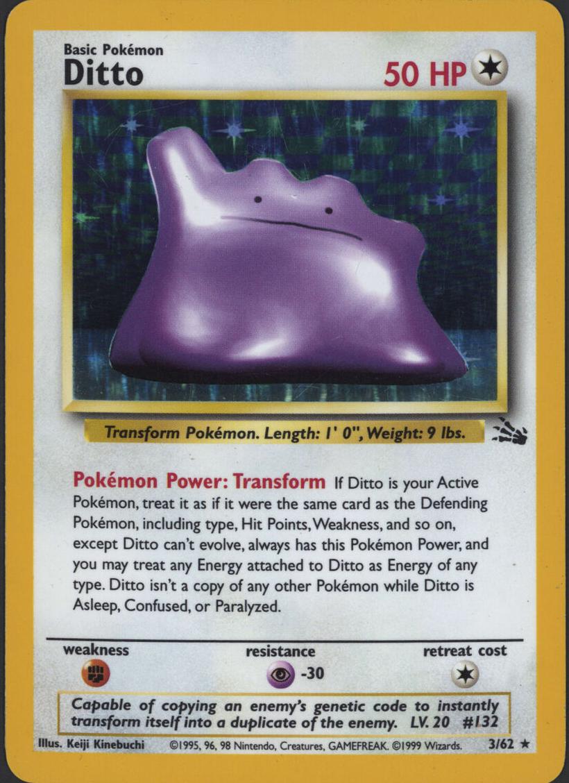 Ditto Holo 1999 Pokemon Fossil