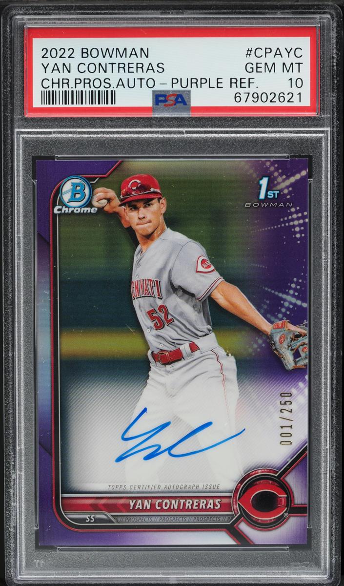 2022 Bowman Chrome Prospects Baseball Purple Yan Contreras #86 PSA 10
