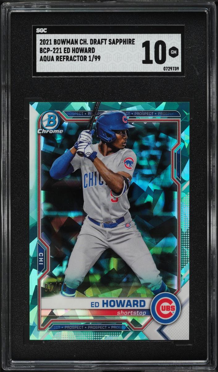 2021 Bowman Chrome Prospects Sapphire Baseball Aqua Ed Howard #BCP-221 SGC 9.5