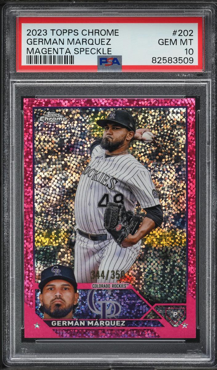 2023 Topps Chrome Baseball Magenta Speckle German Marquez #202 PSA 9