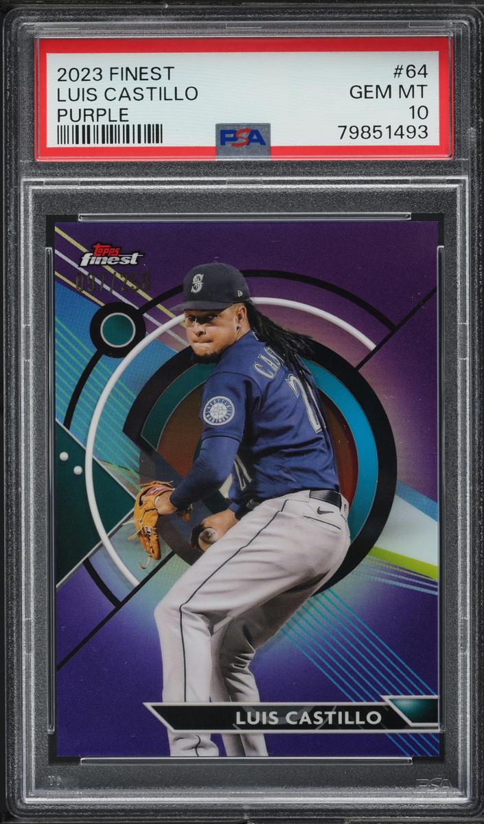 2023 Topps Finest Baseball Purple Luis Castillo #64 PSA 9