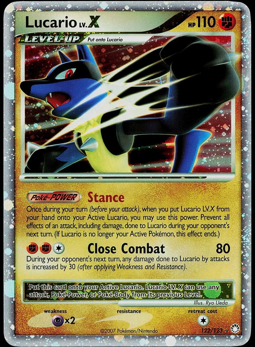 2007 Pokemon Mysterious Treasures Holo #122 Lucario front