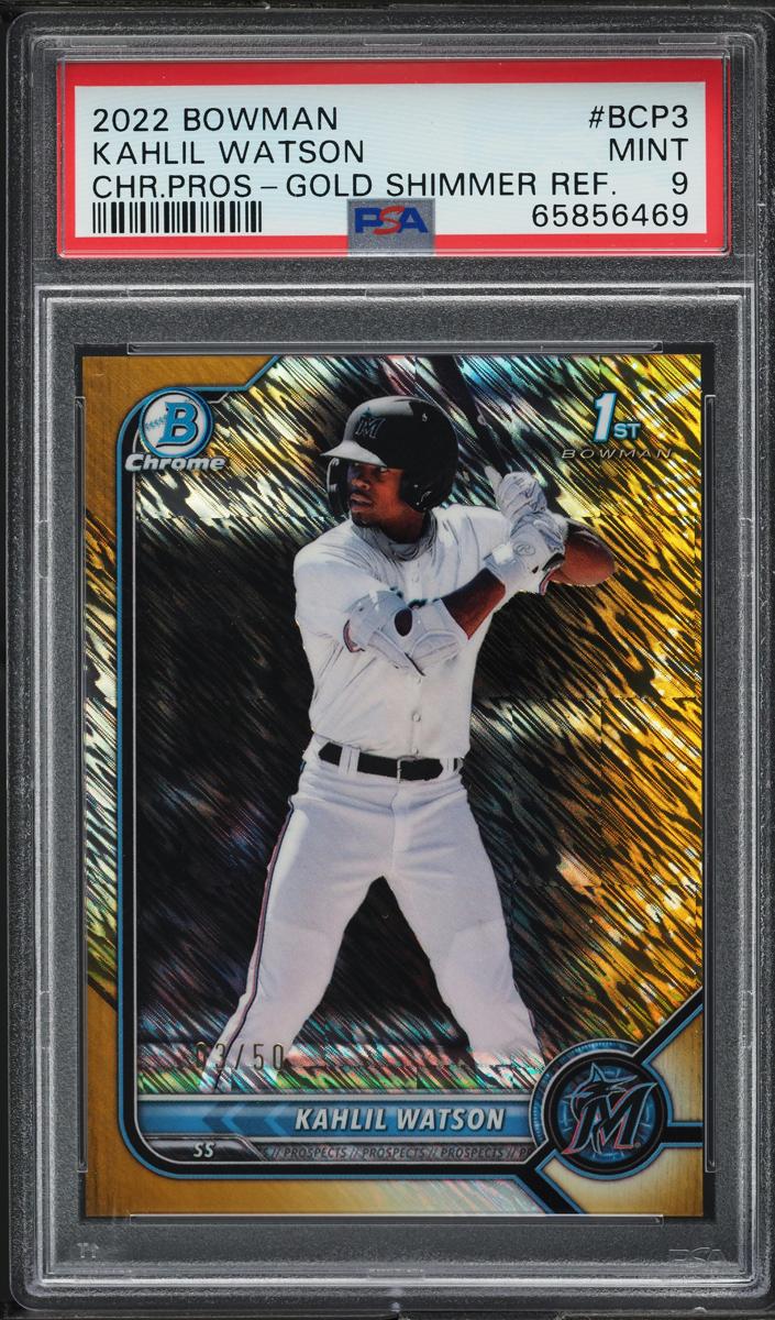 2022 Bowman Chrome Prospects Baseball Gold Shimmer Kahlil Watson #BCP-3 BGS 8.5