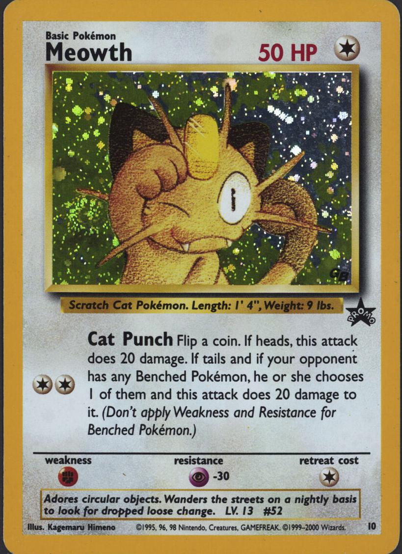 Meowth Holo 2000 Pokemon Black Star Promo Game Boy