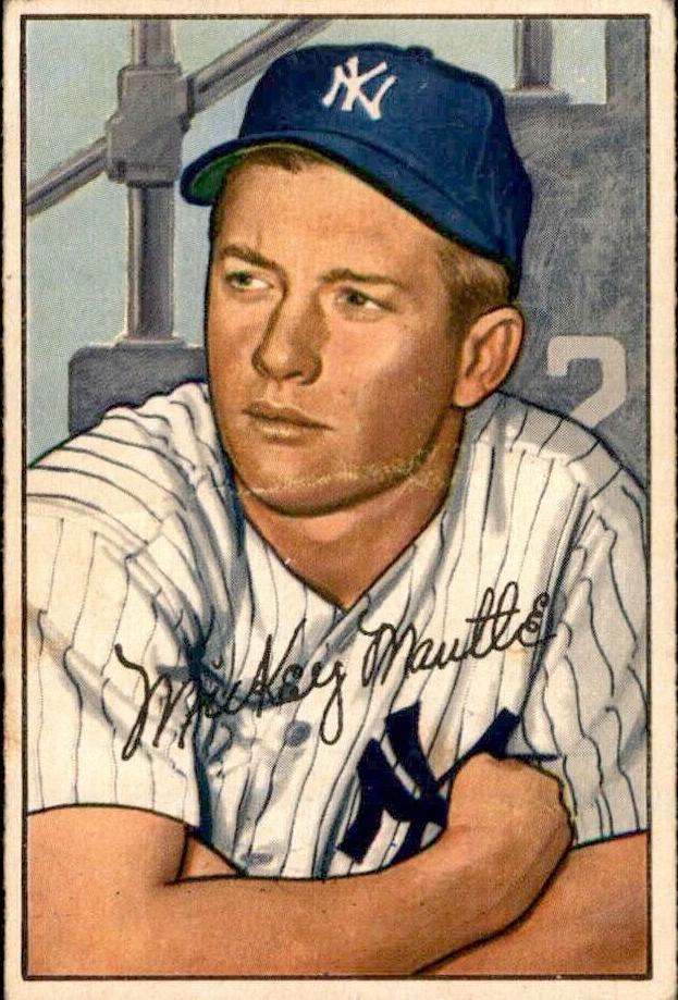 1952 Bowman #101 Mickey Mantle front