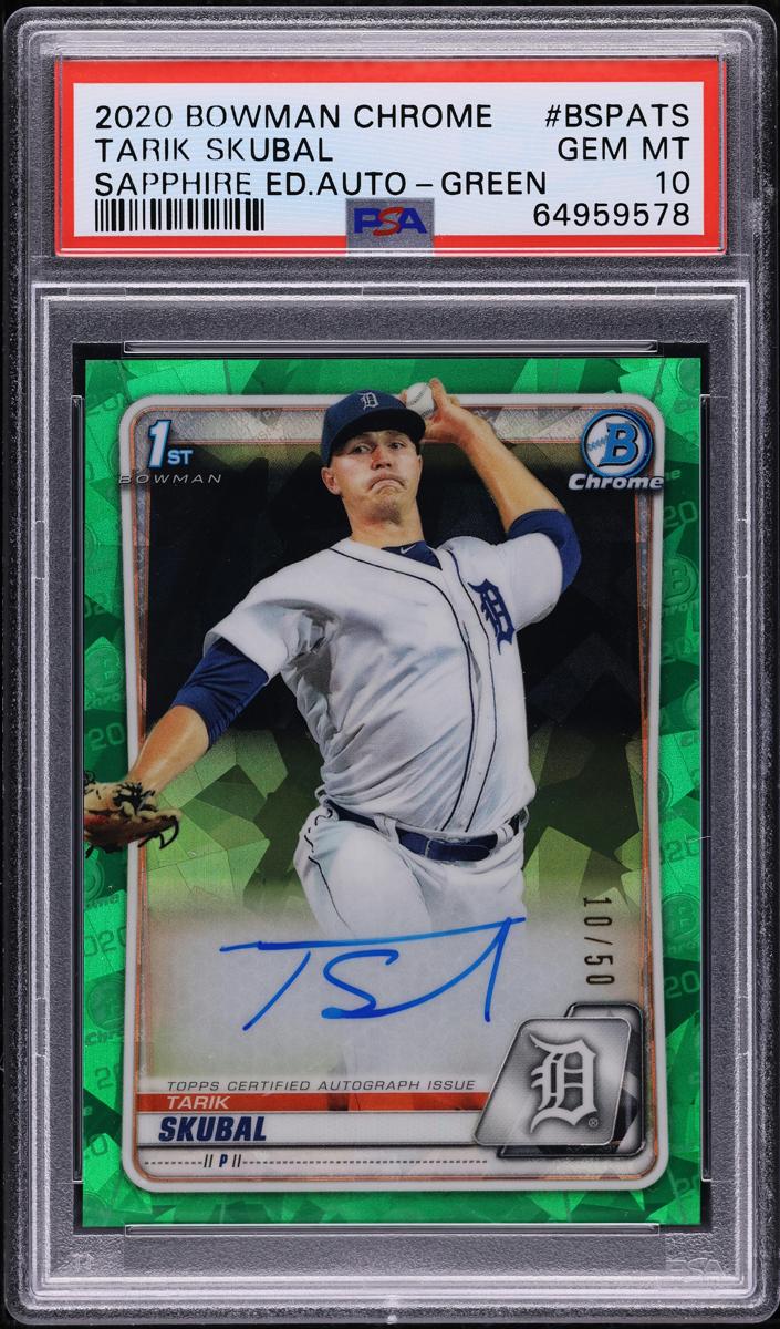 2020 Bowman Chrome Prospects Sapphire Baseball Green Tarik Skubal #BSPA-TS PSA 10