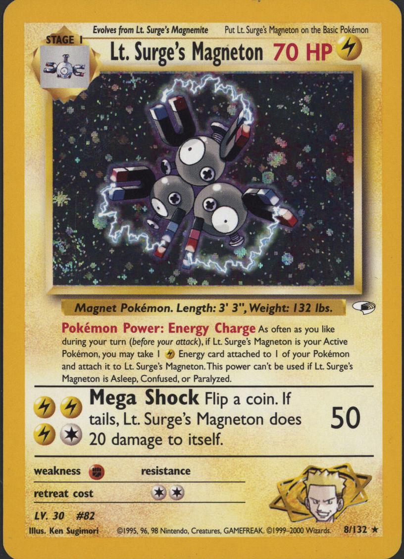 LT. Surge's Magneton Holo 2000 Pokemon Gym Heroes