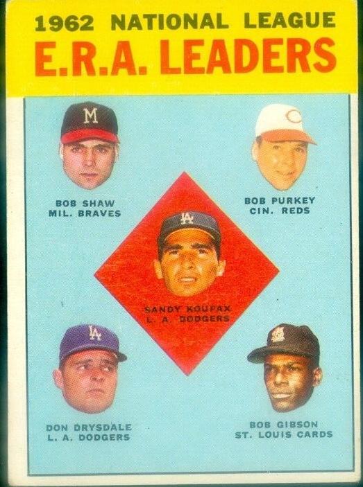 1963 NL ERA Leaders with Sandy Koufax, Don Drysdale, and Bob Gibson #5