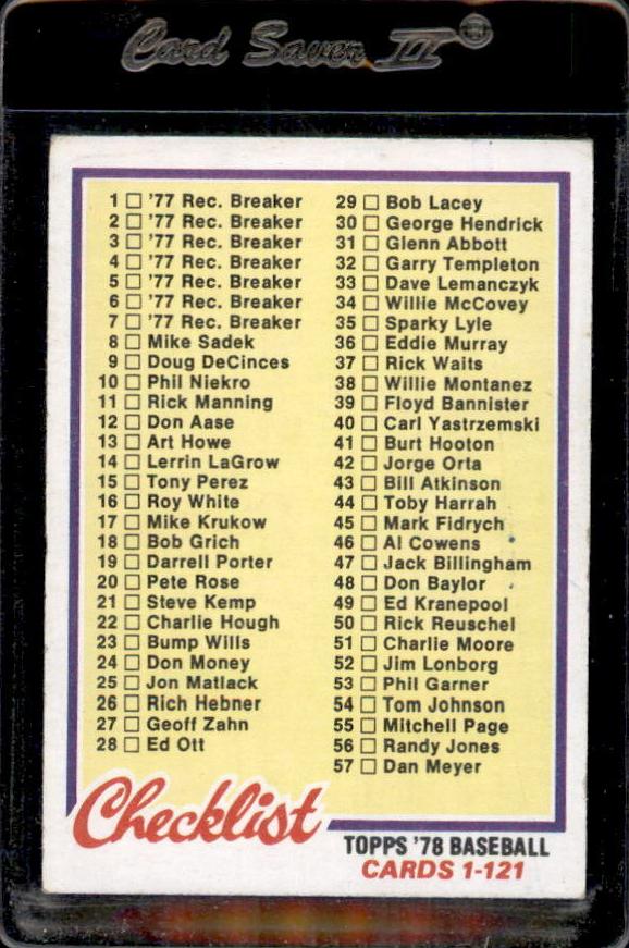 1978 Topps Checklist 1-121 #74 card