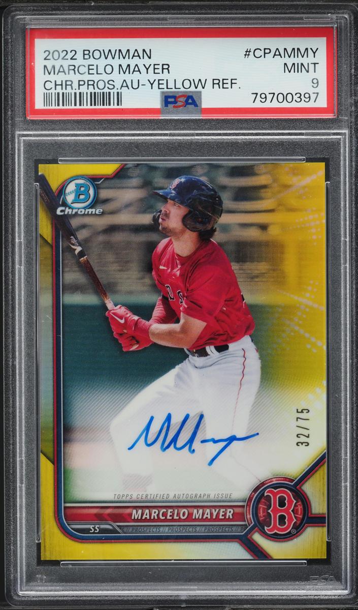 2022 Bowman Chrome Prospects Baseball Yellow Marcelo Mayer #65 PSA 8.5
