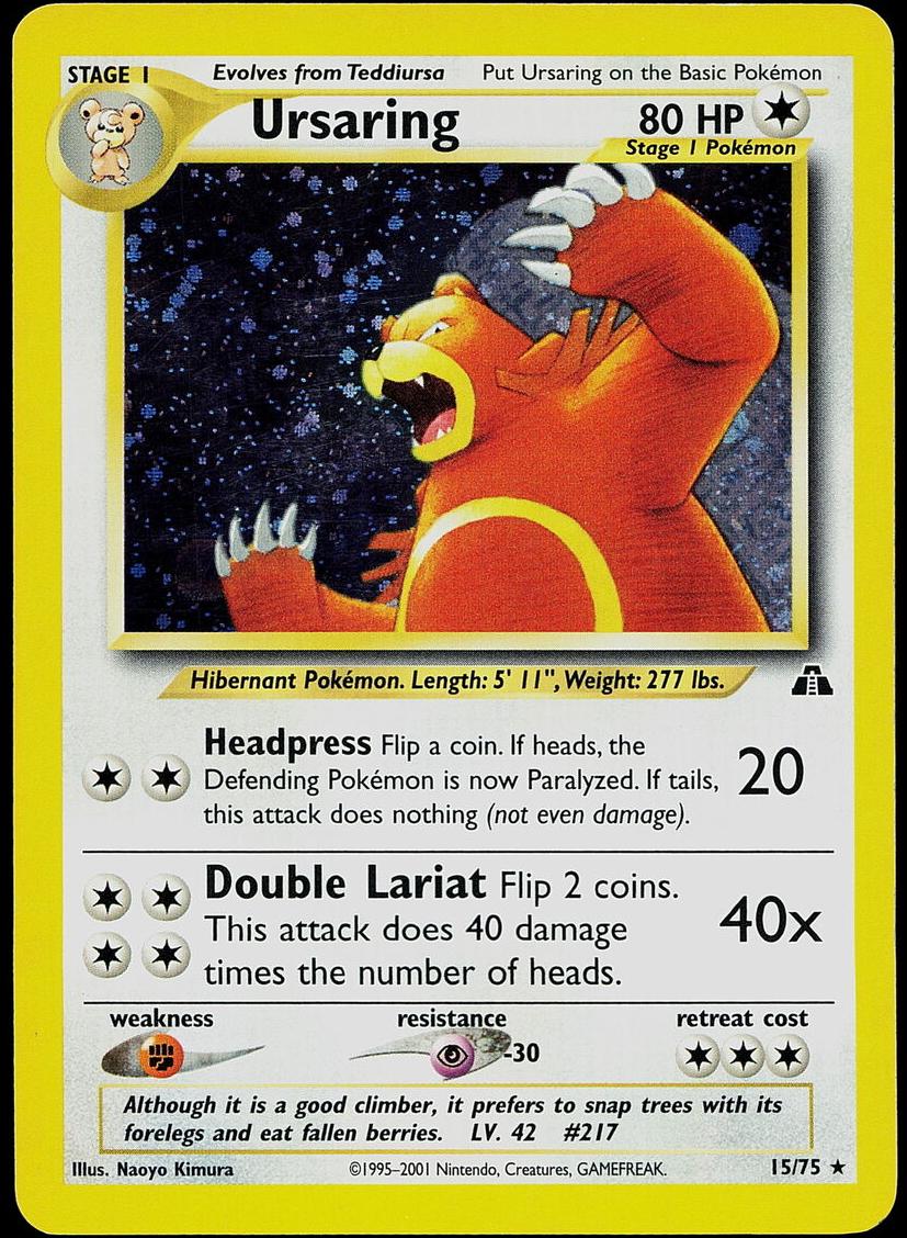 Ursaring Holo 2001 Pokemon Neo Discovery