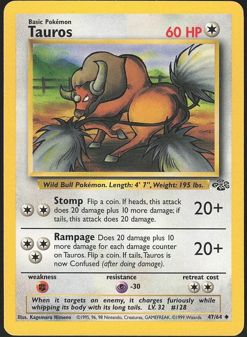 Tauros 1999 Pokemon Jungle