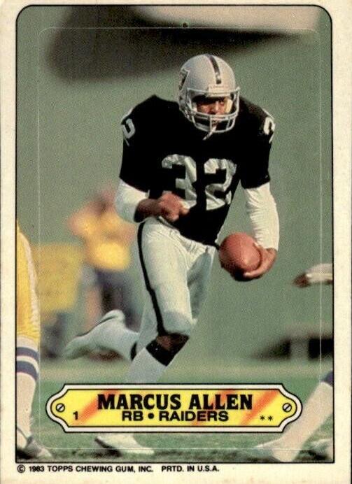 1983 Topps Stickers Insert Marcus Allen #1 card