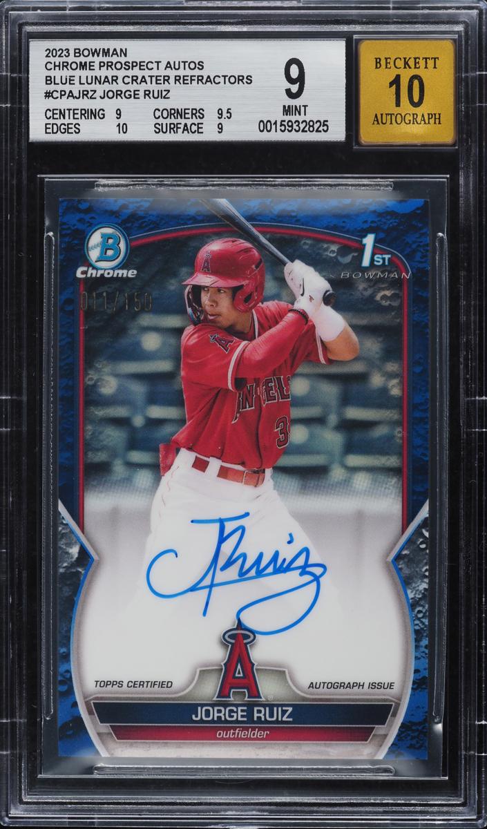 2023 Bowman Chrome Prospects Baseball Blue Lunar Crater Jorge Ruiz #CPA-JRZ PSA 10