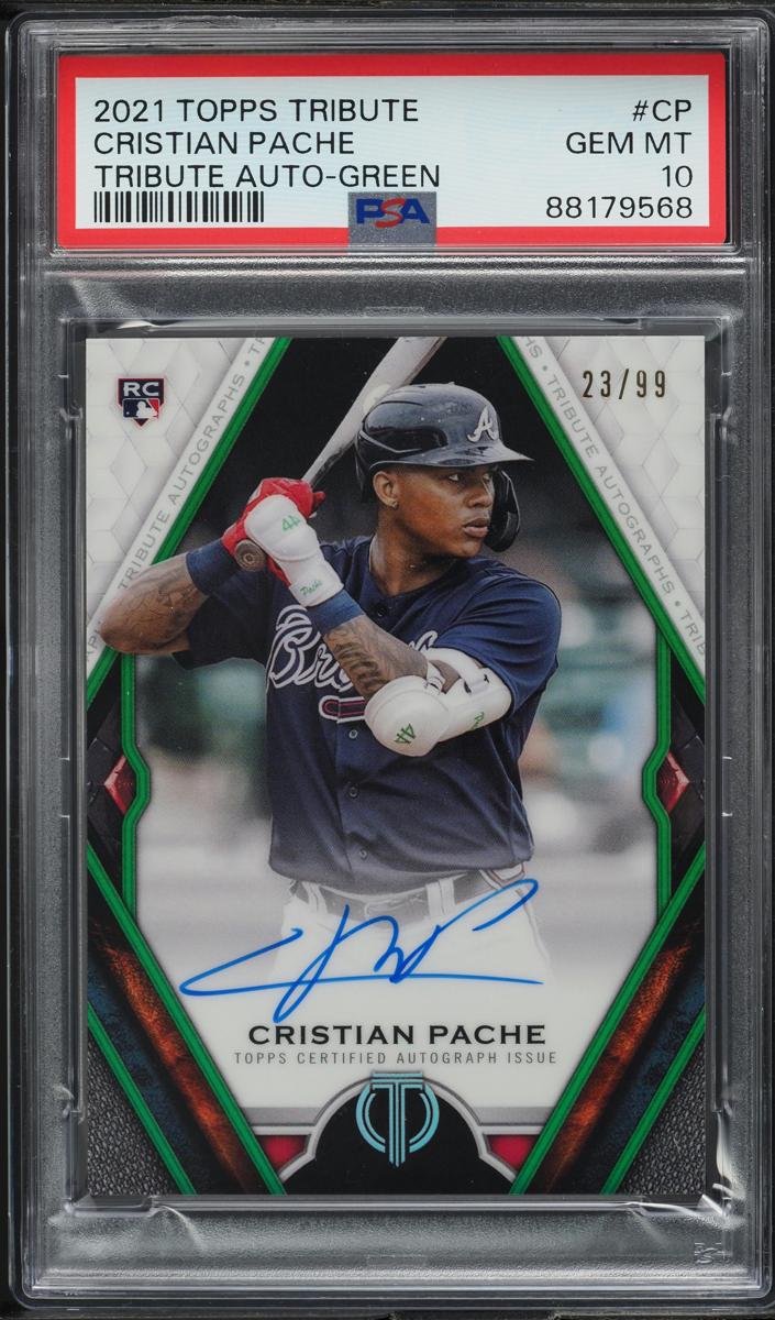 2021 Topps Tribute Baseball Green Cristian Pache #TA-CP PSA 9
