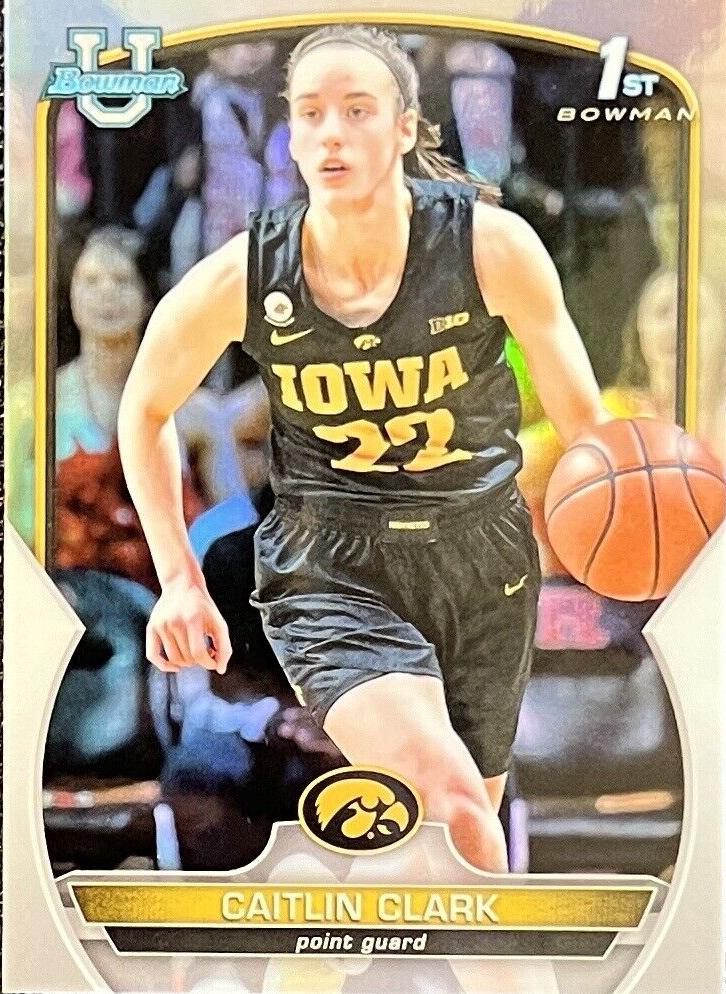 2022 Bowman Chrome University Base #50 Caitlin Clark front