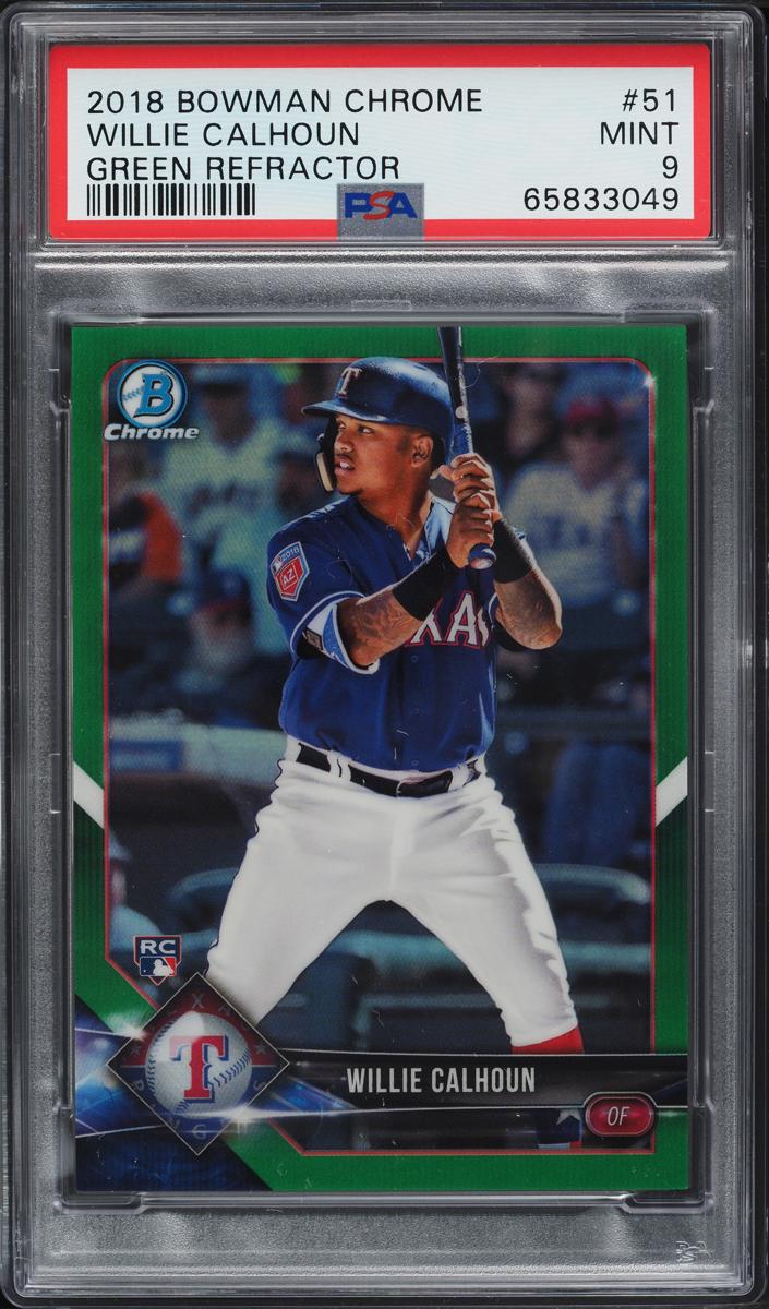 2018 Bowman Chrome Baseball Green Willie Calhoun #51 PSA 9