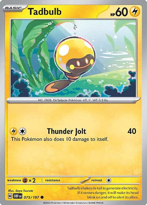 2023 Pokemon Scarlet & Violet Obsidian Flames Tadbulb #76 card
