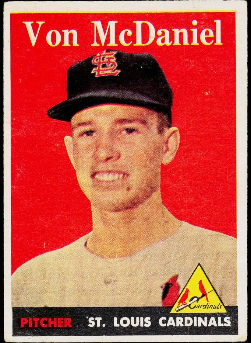 1958 Topps Von McDaniel [Yellow] #65 card
